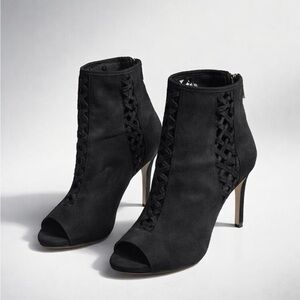 BCBG Black Lace-Up Heeled Boots